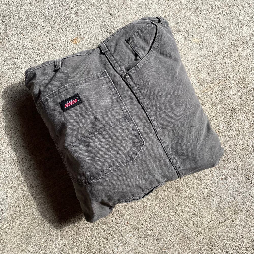 Vintage Dickies Grey Denim Reworked Home Decor Pillow VTG Workwear